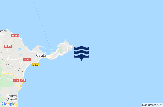 Mappa delle maree di Ceuta Strait of Gibraltar, Spain