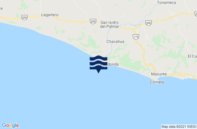 Mappa delle maree di Chacahua, Mexico