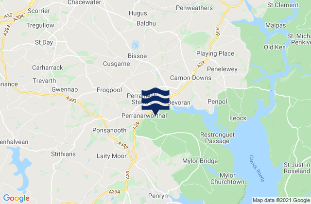 Mappa delle maree di Chacewater, United Kingdom