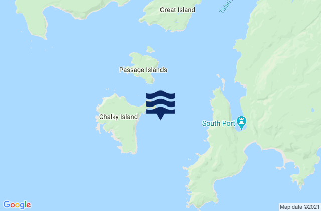Mappa delle maree di Chalky Island (Sealers Bay), New Zealand