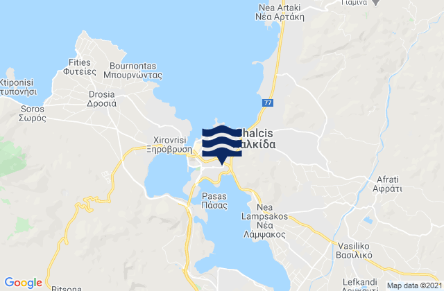 Mappa delle maree di Chalkída, Greece