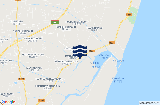 Mappa delle maree di Changli, China