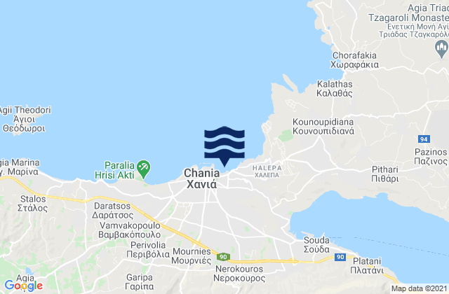 Mappa delle maree di Chaniá, Greece