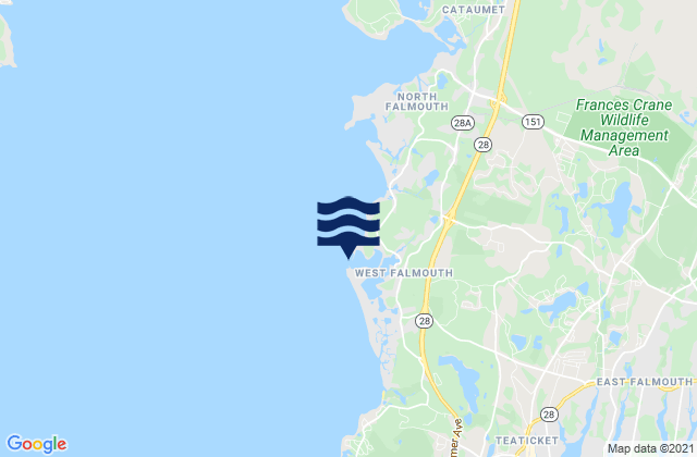 Mappa delle maree di Chappaquoit Point West Falmouth Harbor, United States