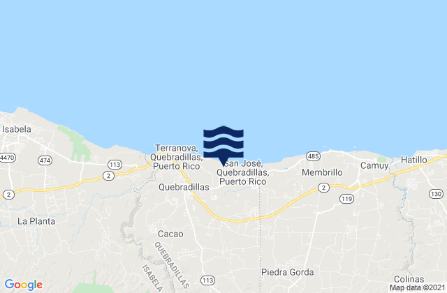 Mappa delle maree di Charcas Barrio, Puerto Rico