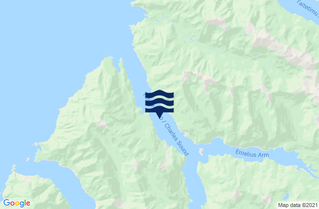Mappa delle maree di Charles Sound, New Zealand