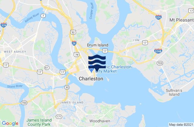Mappa delle maree di Charleston (customhouse Wharf), United States