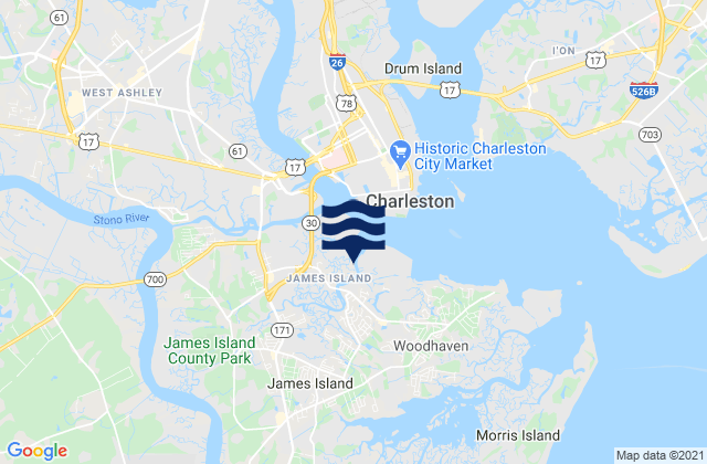 Mappa delle maree di Charleston County, United States