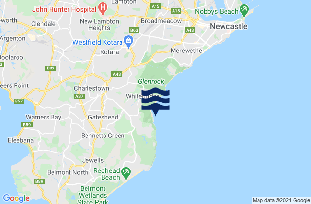 Mappa delle maree di Charlestown, Australia