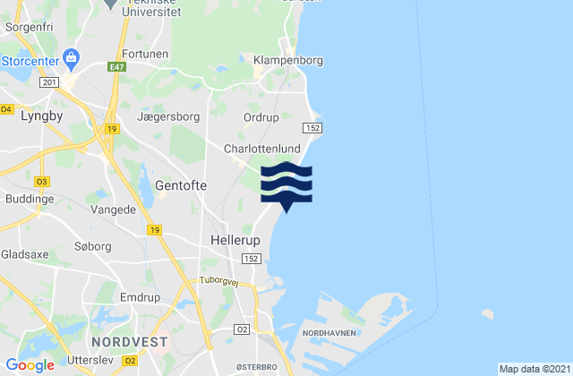 Mappa delle maree di Charlottenlund, Denmark