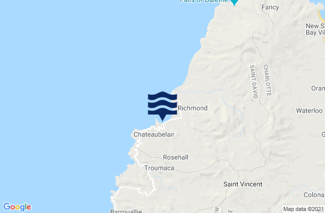 Mappa delle maree di Chateaubelair, Saint Vincent and the Grenadines