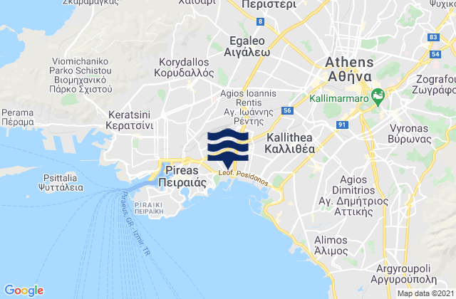 Mappa delle maree di Chaïdári, Greece