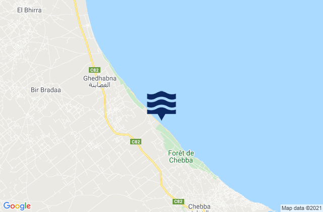 Mappa delle maree di Chebba, Tunisia