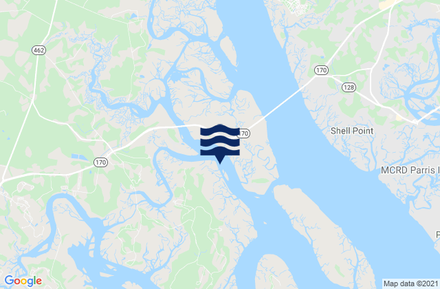 Mappa delle maree di Chechessee Bluff (Chechessee River), United States