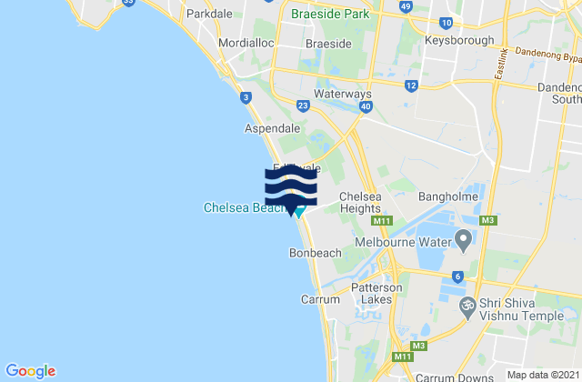 Mappa delle maree di Chelsea, Australia
