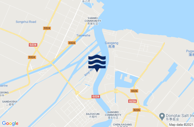 Mappa delle maree di Chenjiagang, China