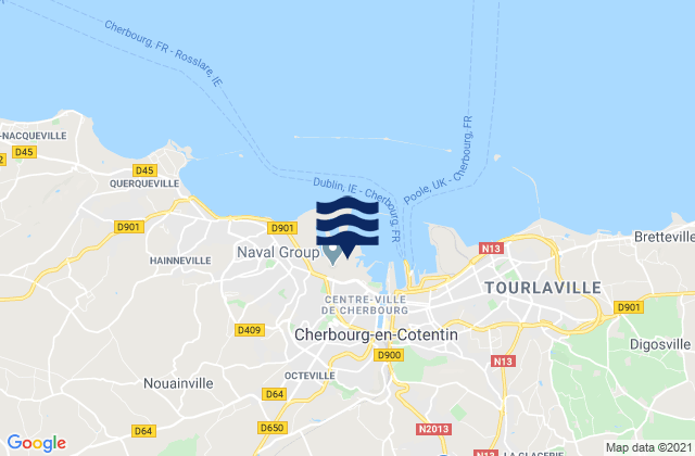 Mappa delle maree di Cherbourg, France