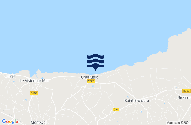 Mappa delle maree di Cherrueix, France