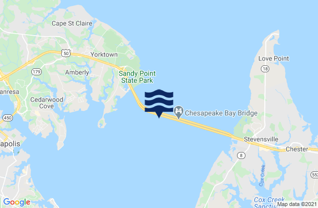 Mappa delle maree di Chesapeake Bay Bridge main channel, United States