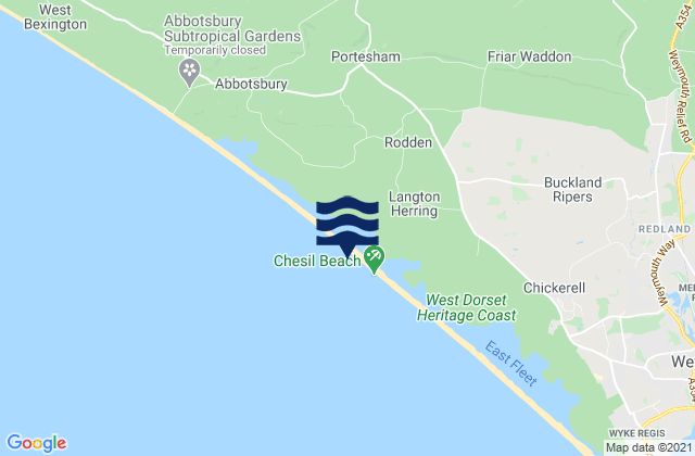 Mappa delle maree di Chesil Beach, United Kingdom