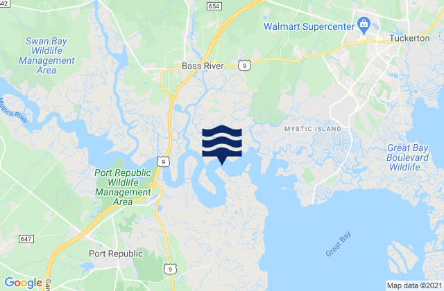 Mappa delle maree di Chestnut Neck Boat Yard, United States