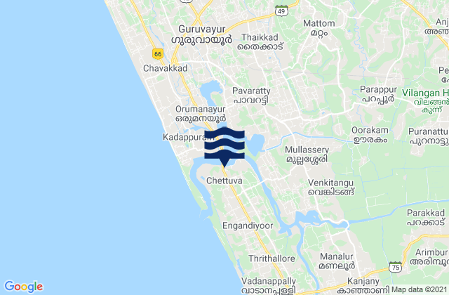 Mappa delle maree di Chetwayi, India