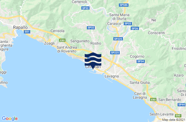 Mappa delle maree di Chiavari, Italy