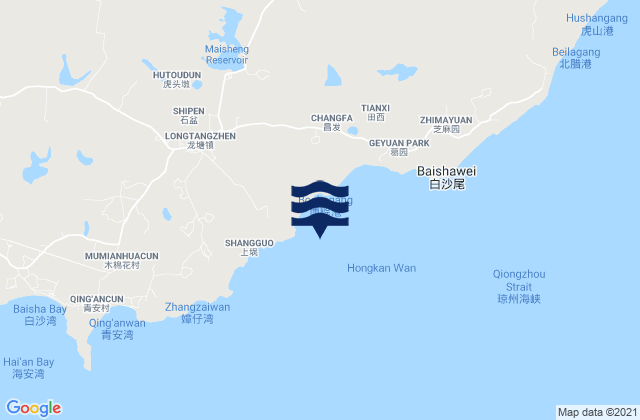 Mappa delle maree di Chikan Wan, China