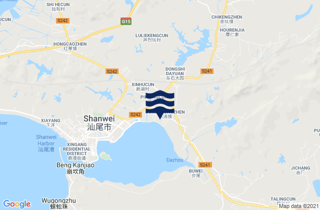 Mappa delle maree di Chikeng, China