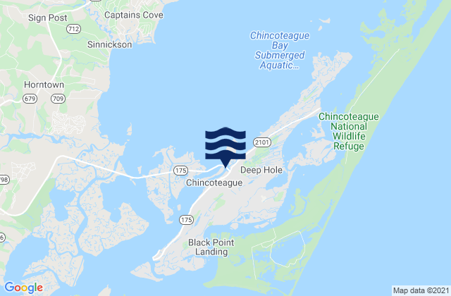 Mappa delle maree di Chincoteague Island Lewis Creek, United States