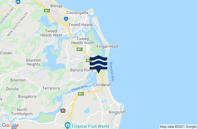 Mappa delle maree di Chinderah, Australia