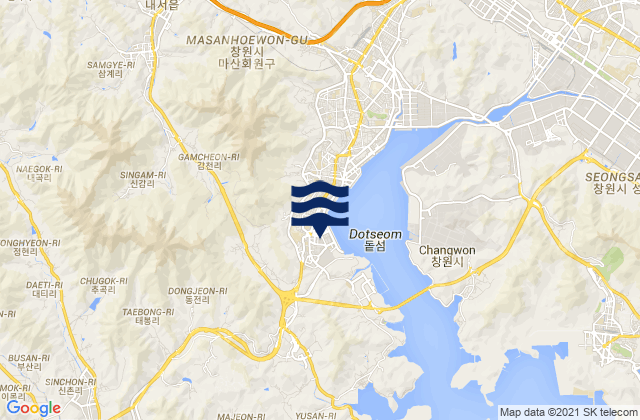 Mappa delle maree di Chinhae, South Korea