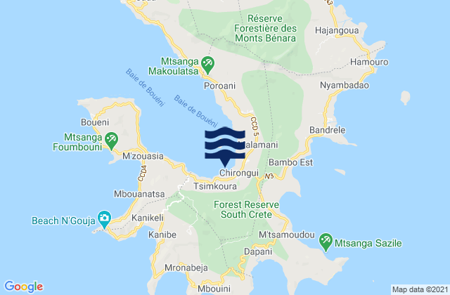 Mappa delle maree di Chirongui, Mayotte