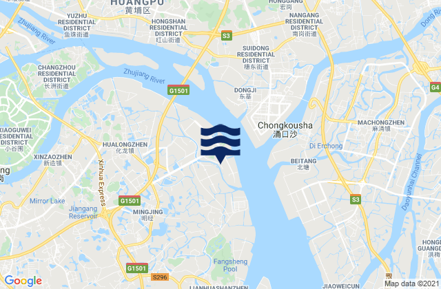 Mappa delle maree di Chisha Shuidao, China