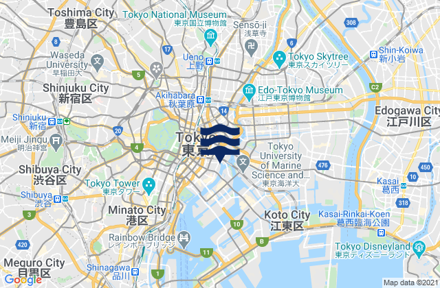 Mappa delle maree di Chiyoda-ku, Japan