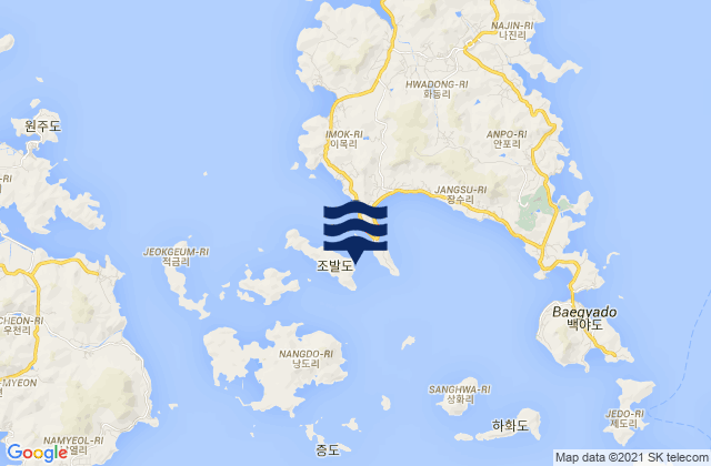 Mappa delle maree di Chobal-to Yoja-man, South Korea