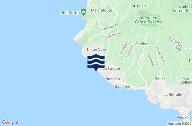 Mappa delle maree di Choiseul, Saint Lucia