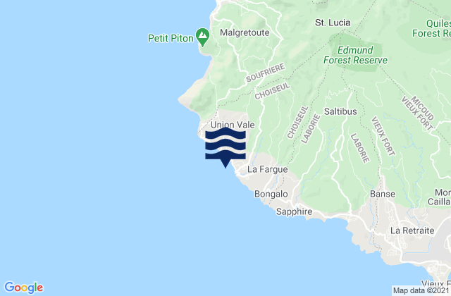 Mappa delle maree di Choiseul, Saint Lucia