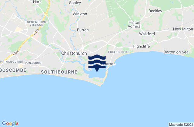 Mappa delle maree di Christchurch Harbour, United Kingdom