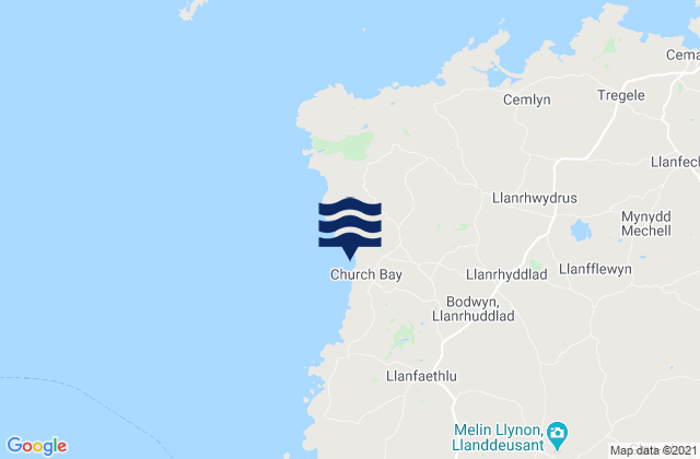 Mappa delle maree di Church Bay - Porth Swtan Beach, United Kingdom
