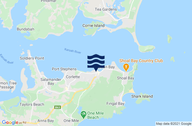 Mappa delle maree di Church Bay, Australia