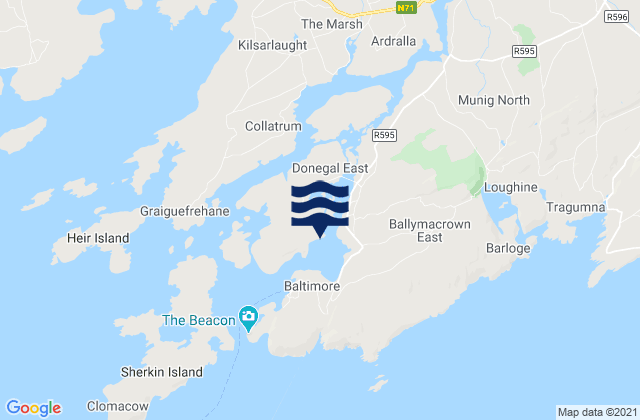 Mappa delle maree di Church Strand Bay, Ireland