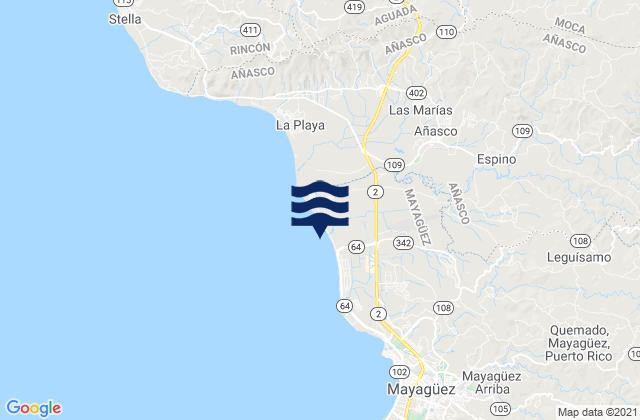 Mappa delle maree di Cidra Barrio, Puerto Rico