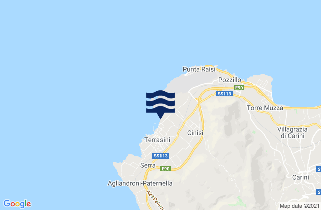 Mappa delle maree di Cinisi, Italy