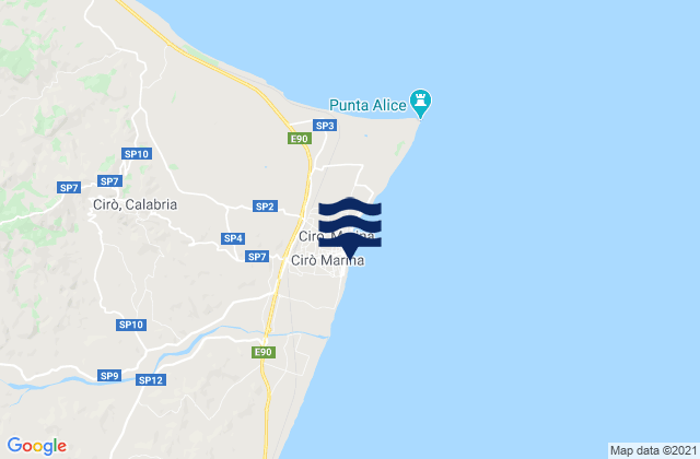 Mappa delle maree di Cirò Marina, Italy