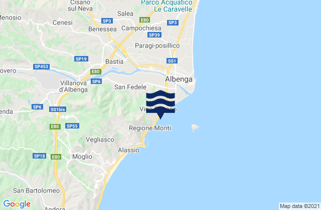 Mappa delle maree di Cisano, Italy