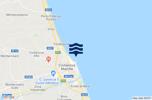 Mappa delle maree di Citanova Marche, Italy