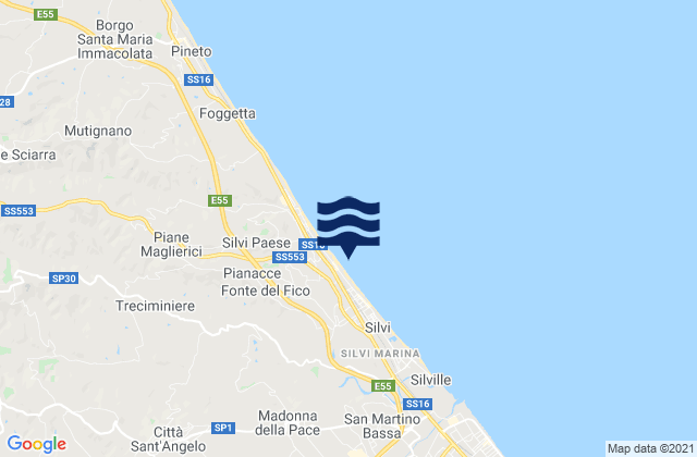Mappa delle maree di Città Sant'Angelo, Italy