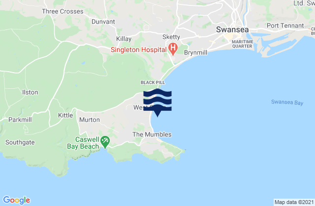 Mappa delle maree di City and County of Swansea, United Kingdom