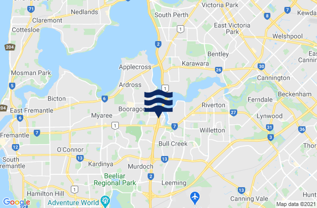 Mappa delle maree di City of Cockburn, Australia